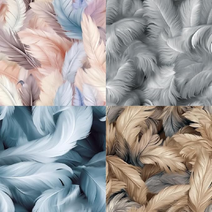 Feather Themed Scrapbook Paper Pad 6x6 inches, Single-Sided Boohoo Designs Printe Decorative Paper Sheets For Craft, Home Decor and Parties-24