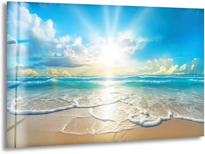 My Photostation.com Round 31,5'' Beautiful Sunset & Ocean Glass Wall ArtTempered Glass Printing Wall Decor Large Wall Art Wall Hangings