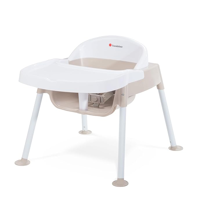 Foundations Secure Sitter Feeding Chairs Multipack, No-Tip Feet, 3-Point Adjustable Harness, Removable Tray, Easy to Clean, Stackable Feeding Chairs, 3 Pack (9 inch)