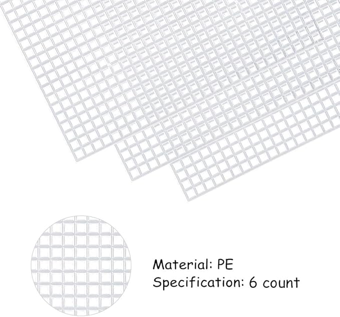 Pllieay 3 Pieces Big Size Mesh Plastic Canvas Sheets for Embroidery, Acrylic Yarn Crafting, Knit and Crochet Projects, 6 Count(19.6 X 13 inch)