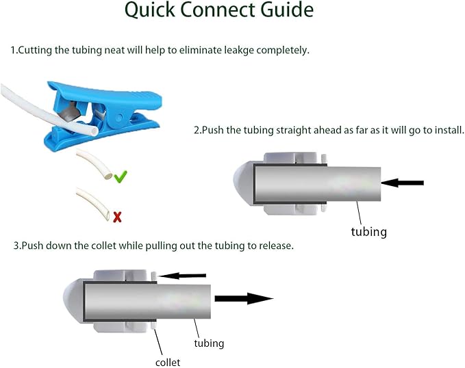 Reducing Straight RO(Reverse Osmosis) Water Filter Union Connector,NSF Certified Plastic Push Fit Quick Connect tube Fittings（1/4" x 3/8" Inch OD coupling）（pack 8）