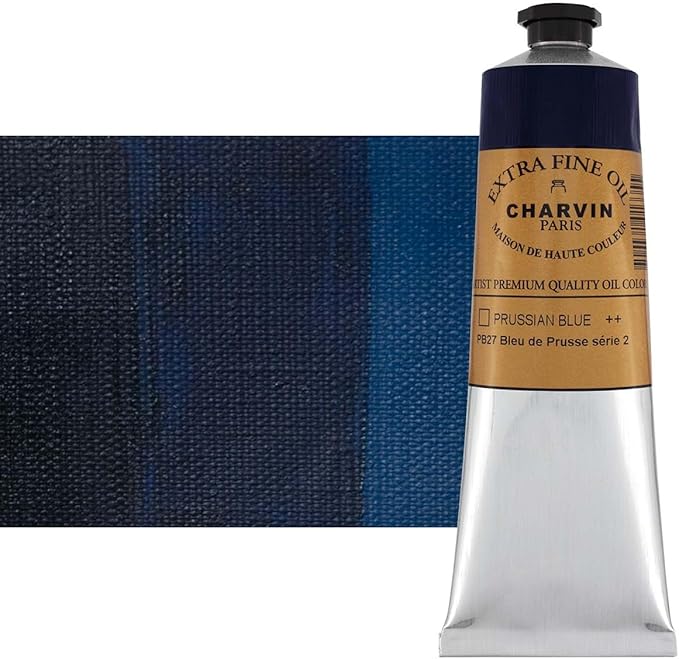 Charvin Extra Fine Oil Paint, Prussian Blue 150 ml - Triple-Milled, Rich Texture, Poppy Oil-Based, Light-Fast, Handmade, Archival Quality