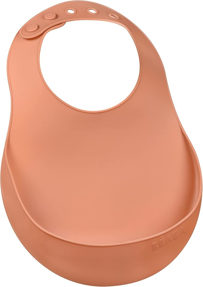 BEABA Silicone Baby Bib, Made with Soft Supple Silicone, Baby Bibs with Baby Food Catcher, Baby Essentials for Baby Feeding