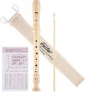 Eastar Soprano Recorder Instrument for Kids Beginner, Baroque Fingering C Key with Cleaning Kit, Thumb Rest, Cotton Bag, Fingering Chart, ERS-21BN, Natural, School-Approved