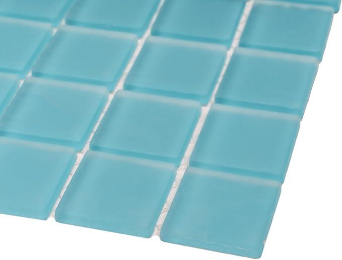 1"x1" Sea Blue Matte Finished Glass Mosaic Tile (9.67 Sq ft- Box of 10 Sheets)