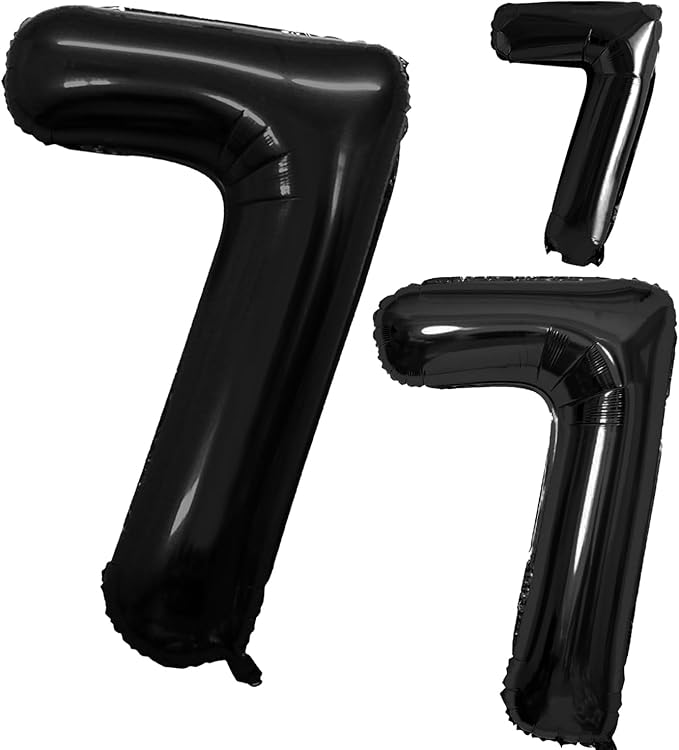 GOER Black Foil Balloons Number 7,Huge Number Balloons for 7th Birthday Party Supplies Anniversary Decorations (3 pcs,42 inch,32 inch,16inch)