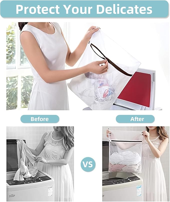 Gogooda Set of 2 Extra Large Mesh Laundry Bags Washing Bags for Blouse, Jacket,Pants, Sheets, 20×24inch