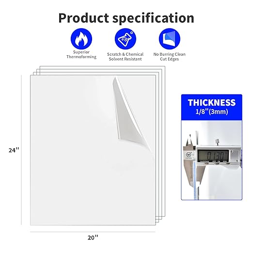 Art3d (2 Pack) 1/8" Thick Plexiglass Sheets - 20" x 24" PET Clear Acrylic Sheets for Art Design，Craft Projects, Signs, DIY in Home, Wedding, Festival,Party,Office