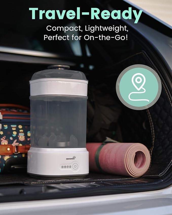 Bottle Sterilizer and Dryer, Compact Electric Steam Baby Bottle Sterilizer (Esterilizador de Biberones), Bottle Sanitizer for Baby Bottles, Pacifiers, Pump Parts Black