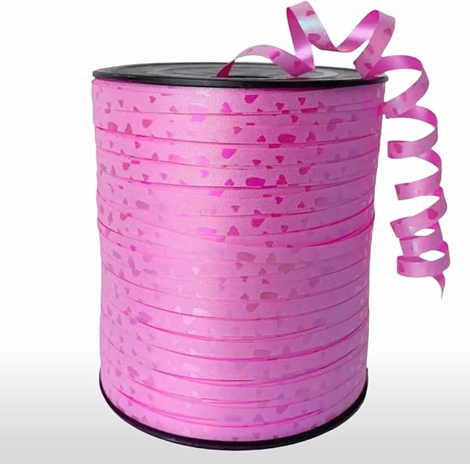 500 Yards Pink Curling Ribbon Balloon String Ribbon Florist Flowers Decorations, Heart Shiny Metallic Roll Bows Gift Wrapping Ribbons for Crafts Valentine's Day Birthday Gifts Wedding Decor Supplies