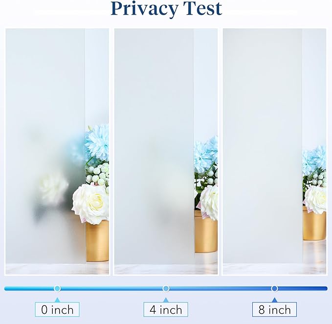 Haton Window Privacy Film Frosted Glass for Bathroom, Static Cling UV Sun Blocking Window Clings, Opaque Decorative Coverings Removable Sticker Heat Control Tint for Home Door, Pure 35.4" x 118.1"
