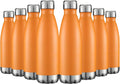 HASLE OUTFITTERS 17oz Stainless Steel Water Bottles Bulk, Vacuum Insulated Water Bottles Double Walled Powder Coated Reusable Metal Sports Water Bottles Keep Drinks Hot and Cold, Orange, 8Packs