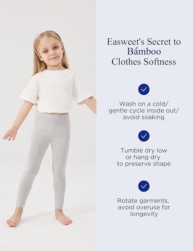 Toddler Girls Leggings 2-Pack Bamboo Viscose Little Girls Casual Stretch Pants
