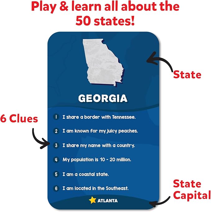 Skillmatics Board Game - Scout It Out 50 States, Guessing & Trivia Game for Families, Educational Toys, Card Games for Kids, Teens and Adults, Gifts for Boys and Girls Ages 7, 8, 9 and Up