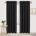 DWCN Black Blackout Curtains for Bedroom, 60 x 84 inches Long - Room Darkening Thermal Insulated Large Drapes, Set of 2 Rod Pocket Curtain Panels