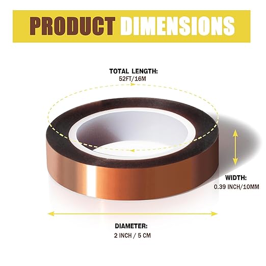 6 Rolls 10mm x16m(52FT) Heat Tape High Temperature Heat Resistant Tape Heat Transfer Tape for Heat Sublimation Press Vinyl,No Residue