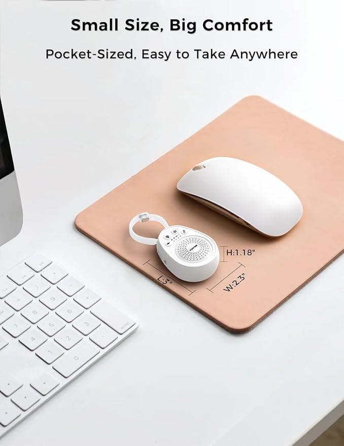 FOXFINE White Noise Machine, Portable Sound Machine with 30 Soothing Sounds, Timer, for Sleeping, Baby, Adults, Home & Travel, White