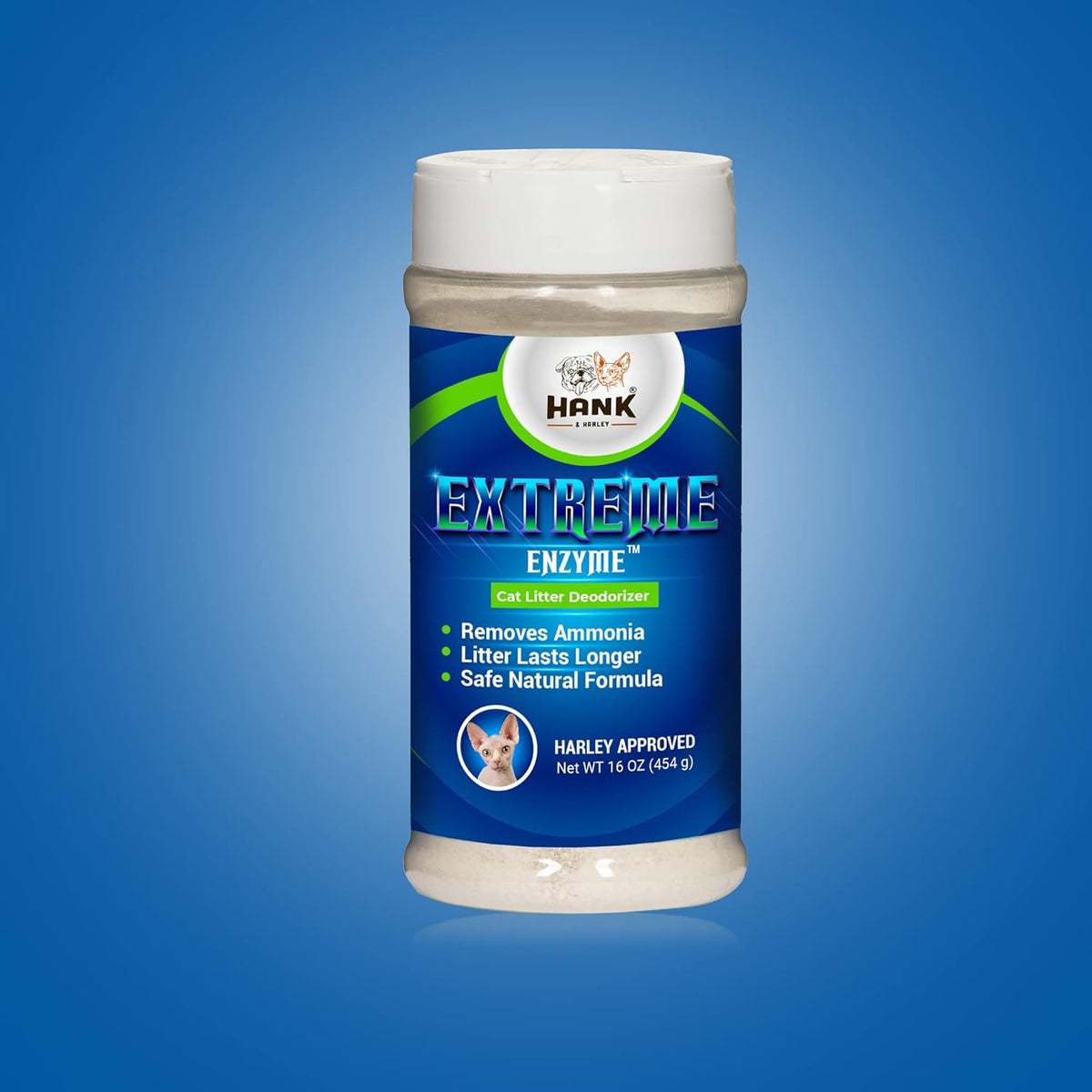 Extreme Enzyme, CAT Litter Odor Eliminator. Triple-Action Deodorizing Powder with Natural enzymes, Ammonia removers and Activated Baking soda. Fragrance Free & Made in USA (1lb)