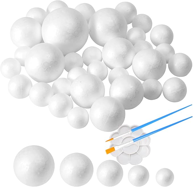 FFchuanhe 36Pack Craft Foam Balls Assorted Sizes (1-2.4 in), Foam Balls for Arts and Crafts, Christmas, School Craft Project and Holiday Party