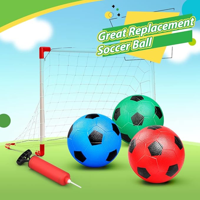 6 Inch Mini Soccer Balls for Kids Toddler, Small Soccer for Mini Goal Hoop, KickBall Soft Footballs Sport Game for Indoor Outdoor Playground Beach, Pool Ball with Pump For Inflatables Float - 6PCS