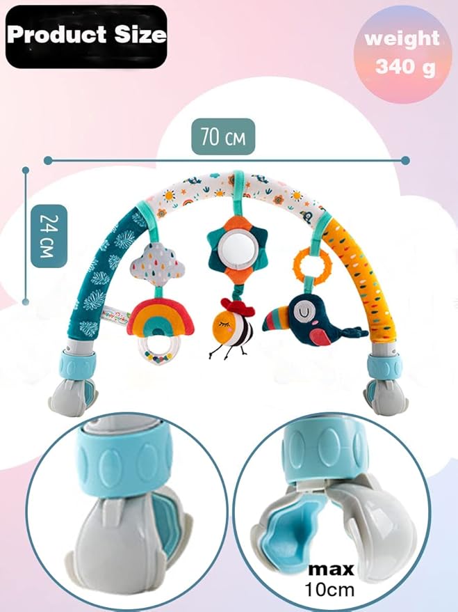 Pau1Hami1ton Baby Stroller Arch Toys, Car Seat Toys,Bouncer Toy Bar/Mobile for Bassinet,Adjustable Baby Hanging Toys Fit for Crib Bed,Stroller,Car Seat.S-19(Bee)