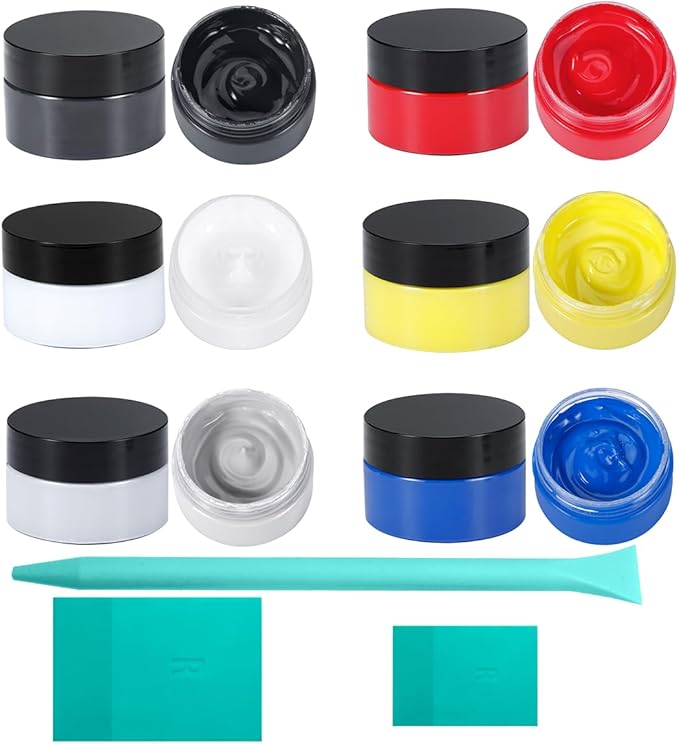 6PCS Chalk Paste with 3 Mini Squeegee, Screen Printing Ink, Chalk Paste for Stencils, Reusable Self-Adhesive Stencil Paste Starter Kit, Handmade DIY Home