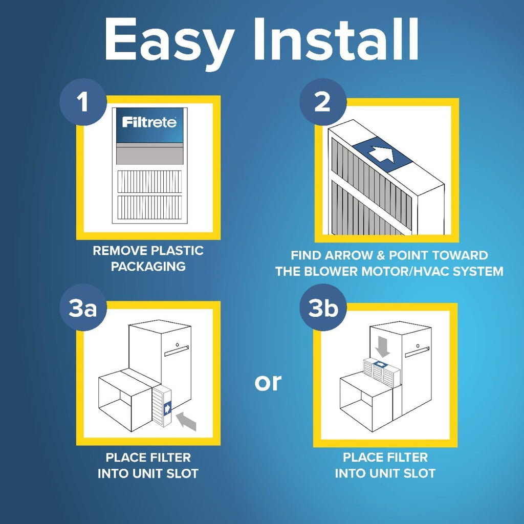 Filtrete 20x25x2 AC Furnace Air Filter, MERV 11, MPR 1000, Allergen Defense, 3-Month Pleated 2-Inch Electrostatic Air Cleaning Filter, 4 Pack (Actual Size 19.5 x 24.5 x 1.75 in)