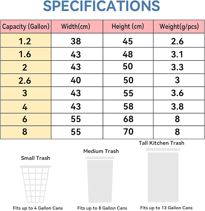 2.6 Gallon Trash Bag with Handles, Unscented Clear Garbage Bags, 0.9Mil Thickness, 3g/pcs, Size 40x50cm, Pack of 112