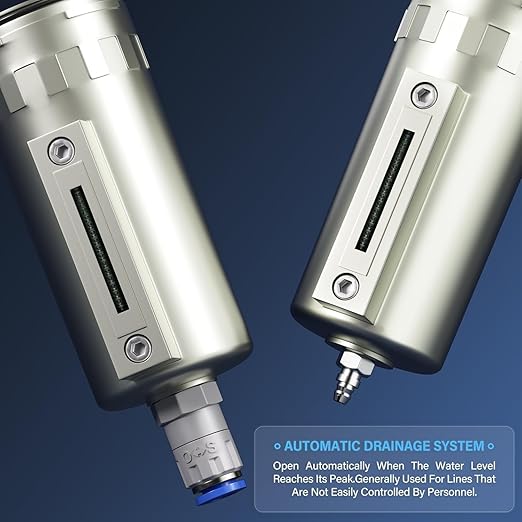 TAILONZ PNEUMATIC 0-240 PSI 1/2 Inch NPT Industrial Grade 4-Stage Air Drying System, Particulate Filter, Dual Desiccant Dryer, 5 Micron & 0.01 Micron Filtration (Auto Drain)