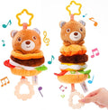 Jollybaby Baby Musical Pull String Hanging Toys for Stroller Car Seat Crib Play Gym, Plush Stuffed Hamburg Bear Toy for Carseat with Music Teether Crinkle, Sensory Toy for 0-6-12-18 Months Baby Gifts