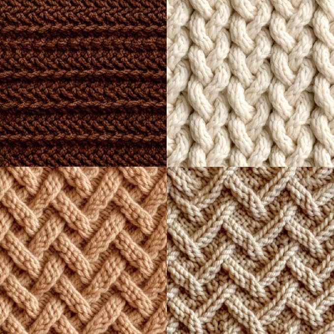24 Sheets Knitting Wool Decorative Scrapbooking Paper Pad 6x6 Craft Paper Single-Side Card Making Supplies for Junk Journal, Holiday Journaling, Brown, Earth Tone and White