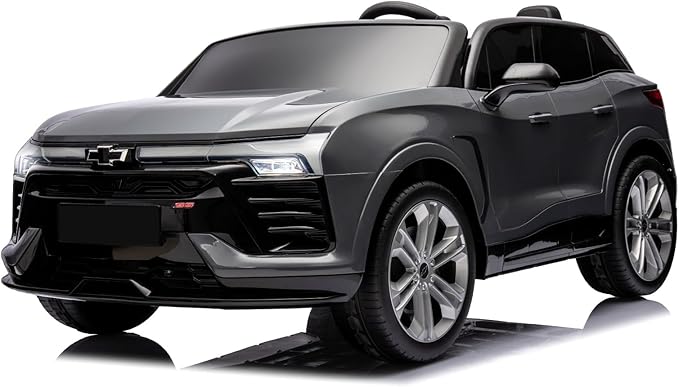 Hetoy 24V 2-Seater SUV Licensed Chevrolet Blazer Ride On Car Toy w/Parent Remote Control, 3 Speeds, Wireless Music, MP3 Player, Electric Car for Kids Ages 3-8, Grey