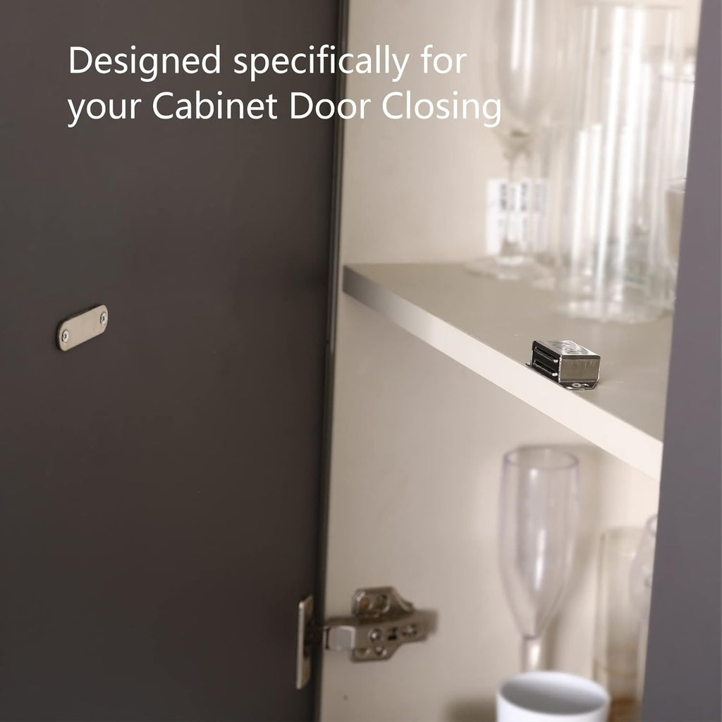 Mousike Cabinet Magnets Magnetic Door Catch Stainless Steel Door Magnet for Kitchen Bathroom Cupboard Wardrobe Closet Closures Cabinet Door Drawer Latch 20 lbs (15Pack)