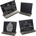 5 X 6 Inch Mini Tabletop Chalkboard Signs with Rustic Style Wood Base Stands, Set of 4，Include 3 chalks