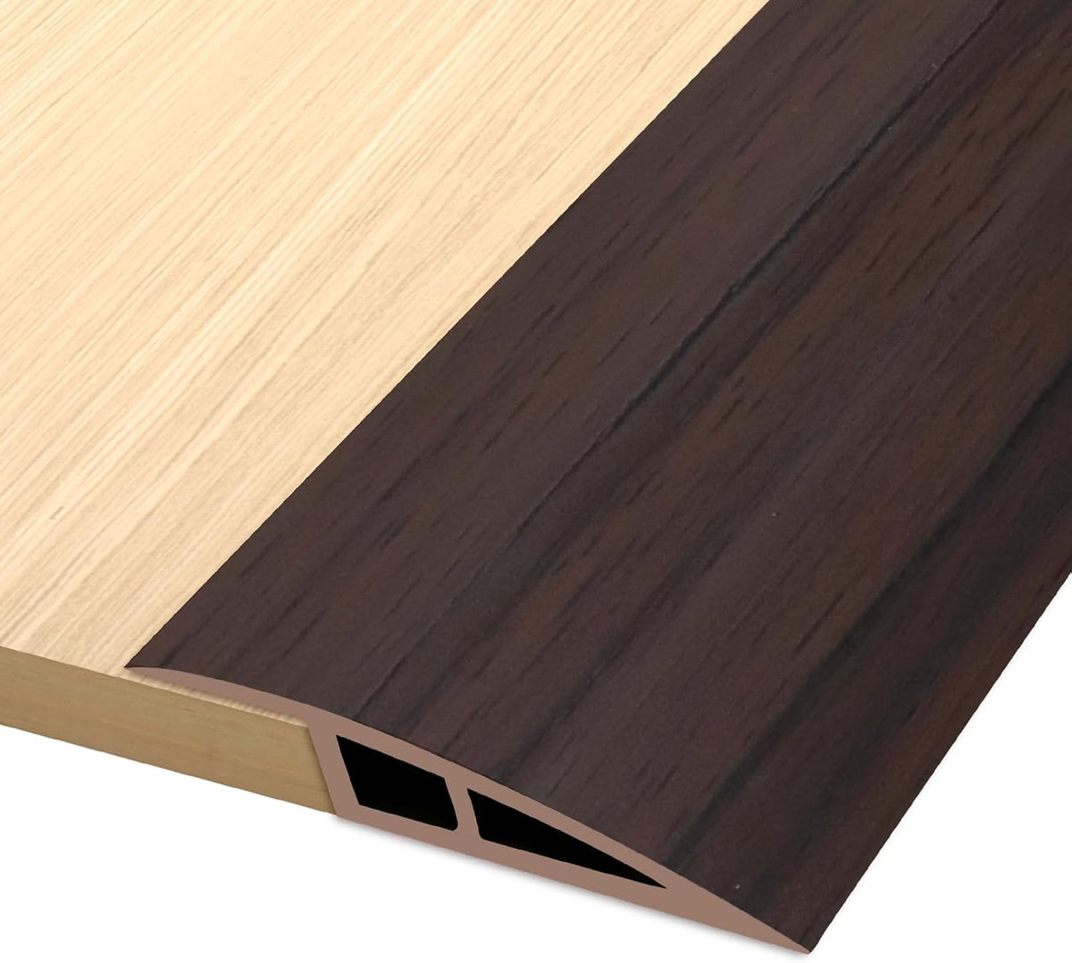 Vinyl Door Threshold Flooring Transition Strip Self Adhesive Carpet Edging Strip for Laminate Doorway Edge Threshold from 2/5" to 3/5" (Brown Wood Grain, 10 Ft)