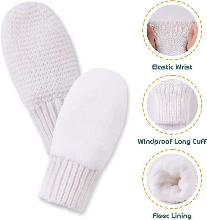 Basic Winter Baby Beanie Gloves Boys Girls Knitted Hat Pompom Kids Earflap Hats Warm Infant Toddler Beanie Mittens Set