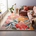 Handmade Wool Floral Area Rug for Living Room | Elegant Flower Garden Design, Soft, Thick and Durable | Bedroom, Dining Room & Home Decor Carpet (7' x 9', Floral A)
