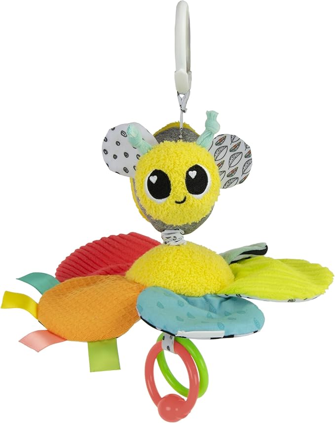 Lamaze Clip On Car Seat and Stroller Toy - Buzzy The Bee - Crinkle Car Seat and Stroller Toys - Sensory Travel Toys for Babies - Infant Toys Ages 0 Months and Up