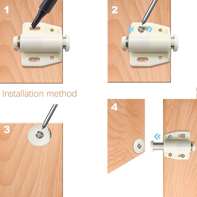 12Pack Magnetic Touch Push to Open Door Latch for Heavy Duty Door Push Release Latch Kitchen Drawer Push Catch Pop Out Latch Kitchen Closet Door Closing (White)
