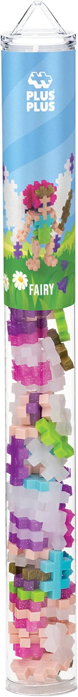 Plus Plus 3D Figure Building Block Set, Fun Stem Toys for Kids, 70 Interlocking Pieces - Fairy Mini Maker Tube