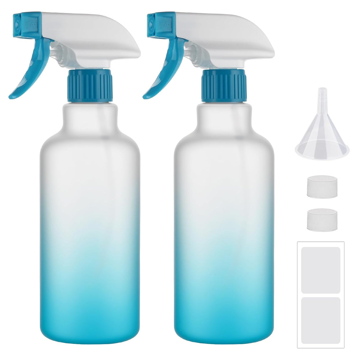 Spray Bottles 16.9oz/500ml Plastic Spray Bottle for Hair Mist/Stream Empty Spray Bottle Heavy Duty Refillable Containers for Cleaning Solutions, Plants Gradient 2 Pack (Blue)