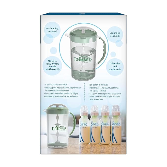 Dr. Brown's Insta-Prep Warm Water Dispenser with Baby Formula Mixing Pitcher, 32oz Olive