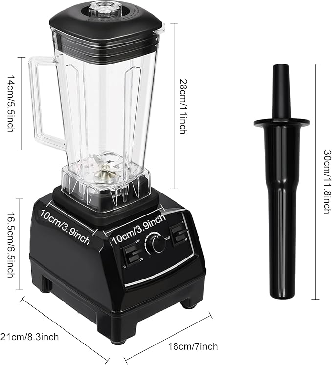 Blender 2L Automatic Smoothie Mixer Baby Food Blender 68oz Fruit Vegetables Juicer 2200W High-Speed Blender Tabletop Soundproof Milkshake Maker (Black)