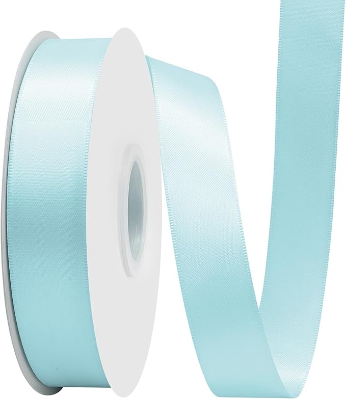 Lt.Blue Satin Ribbon 1" X 50 Yards Solid Color Double Faced Ribbons Perfect for Crafts Wedding Decor Bow Making Arts Sewing and More