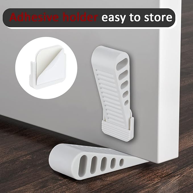 JQK Rubber Door Stopper Wedge, White 3 Pack Soft TPR Premium Door Stops for Bottom of Heavy Duty Door on Tile, Concrete, Carpet, Wooden Floor, DSB61-WH-P3