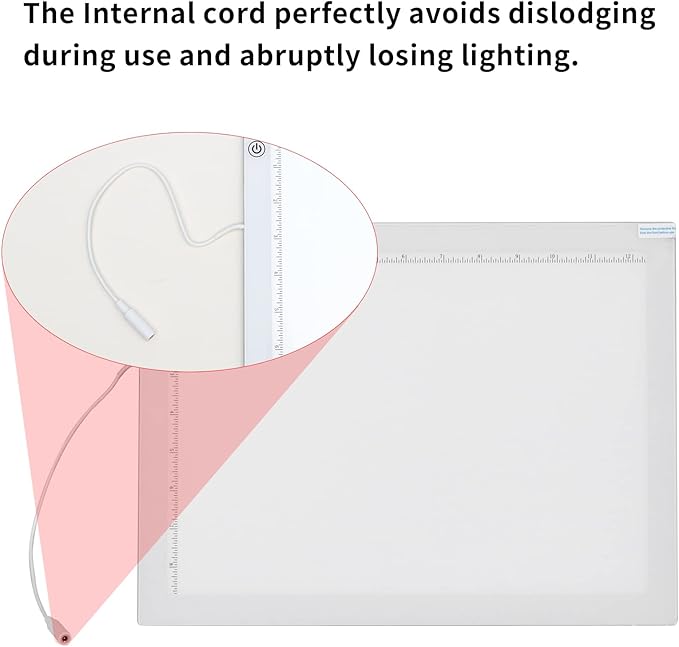 YINGWOND B4 Artist Tracing Light Box Board with Internal Cord, 14.2 * 10.6 in, 3 Levels of Brightness, Ultra-Thin 8000LUX Light Pad for Diamond Painting Weeding Vinyl