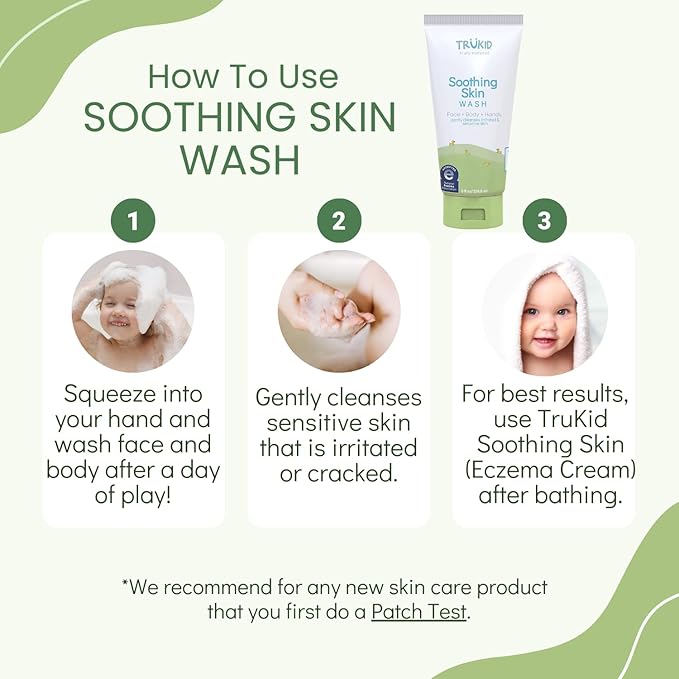 TruKid Kids Body Wash – Natural, Unscented Face, Body & Hand Wash for Sensitive Skin - NEA-Accepted for Eczema – Dermatologist Tested, Non-Toxic, Tear-Free Baby Bath Essential, 8 fl oz
