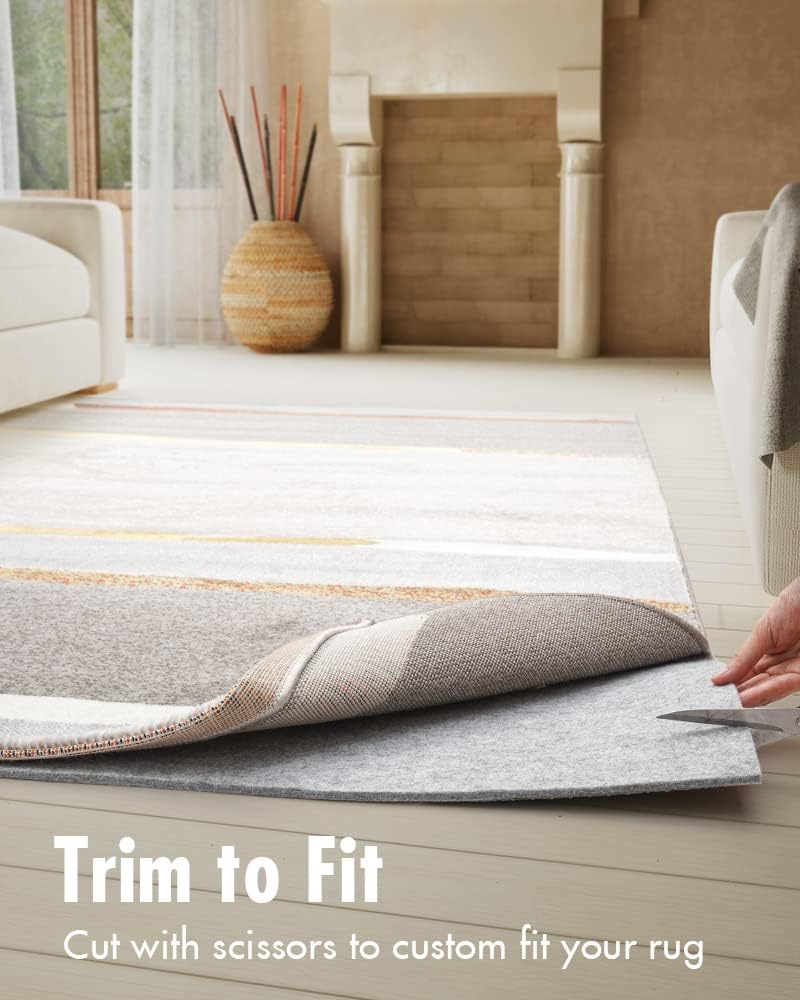 Non Slip Rug Pad Gripper - 2x5 Feet 1/4” Extra Thick Felt Under Rug for Runner Rugs and Hardwood Floors,Super Cushioned Non Skid Carpet Padding