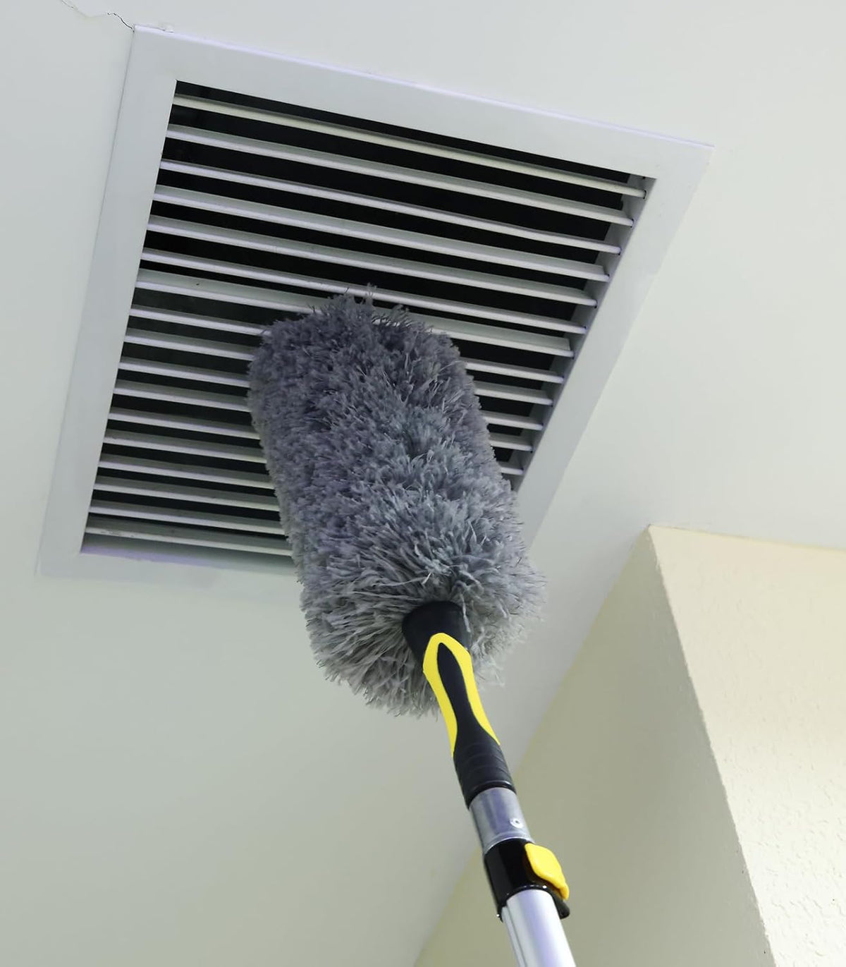 Flexible Microfiber Feather Duster, Electrostatic & Bendable Ceiling Fan Duster, Non-Slip Hand-Grip, Fits All Extension Poles with Standard US Acme Thread (Pole Sold Separately)