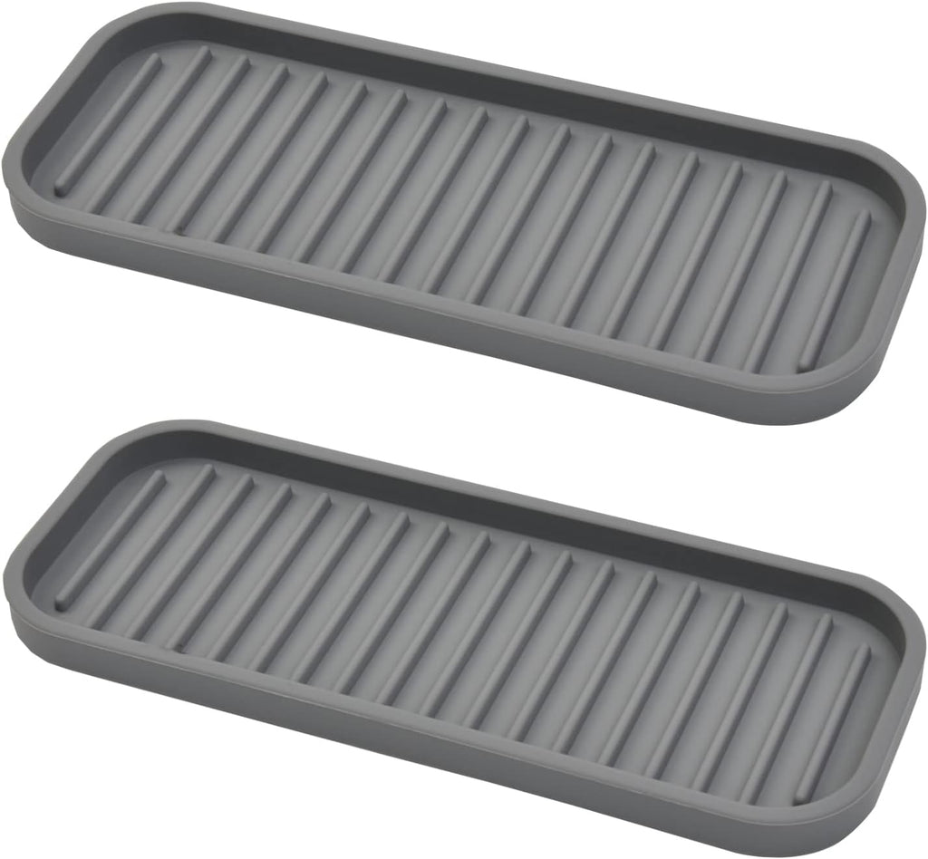 Mofason Silicone Sponge Holder, Tray for Soap and Sponge, Kitchen Sink Tray, Accessories to Help You Clean Kitchen Sink Sponge Rack（Gray, 2 Pack）